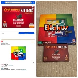 Exploding Kittens Card Game + Blokus Strategy Board Game READ!!